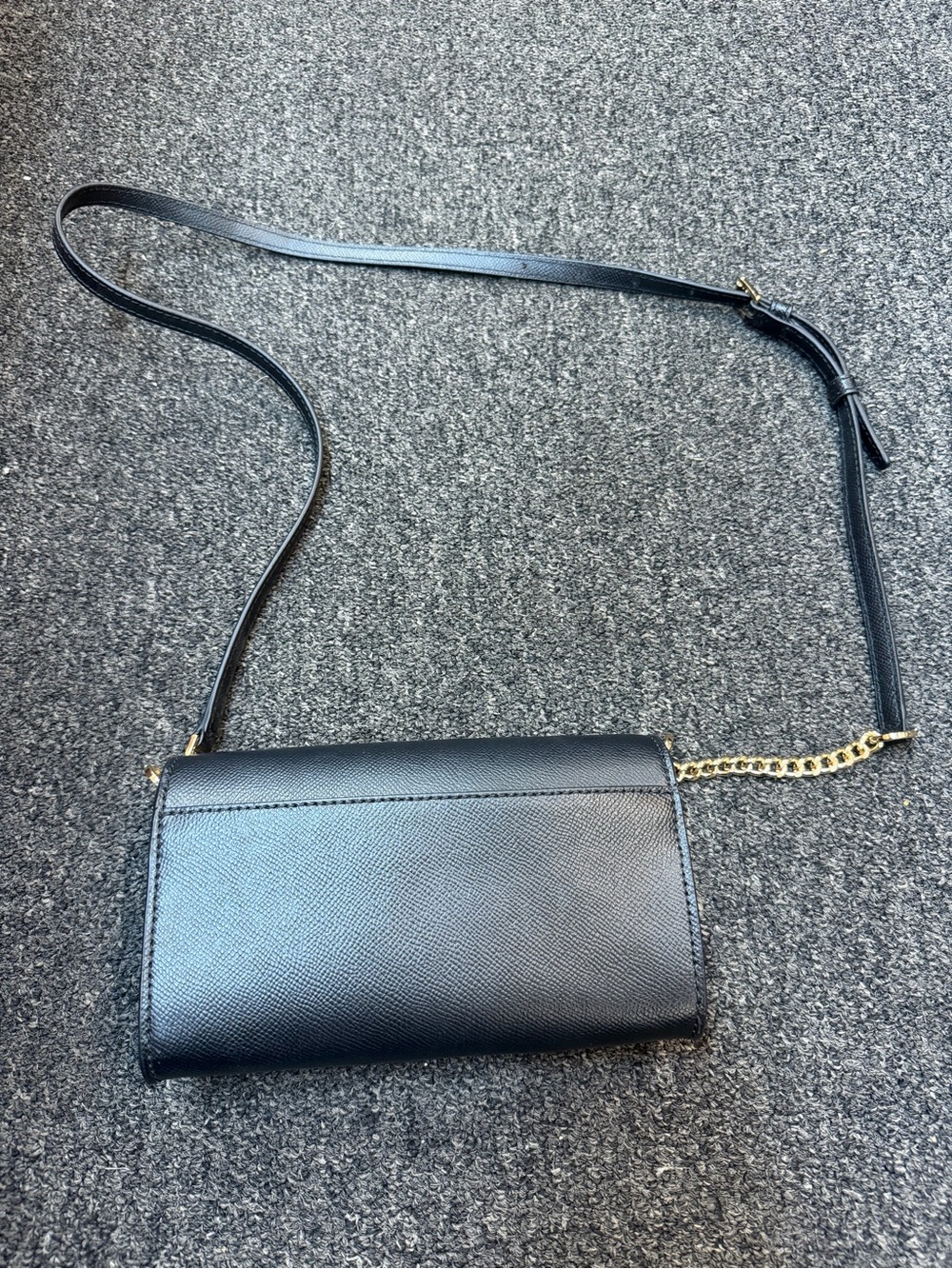 Michael Kors Black Pebble Grain Clutch Crossbody with Gold Accents - Picture 4 of 4